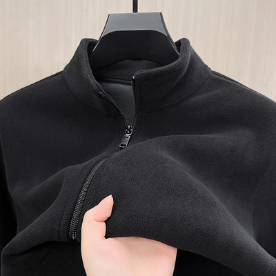 双面摇粒绒带口袋外套加绒加厚