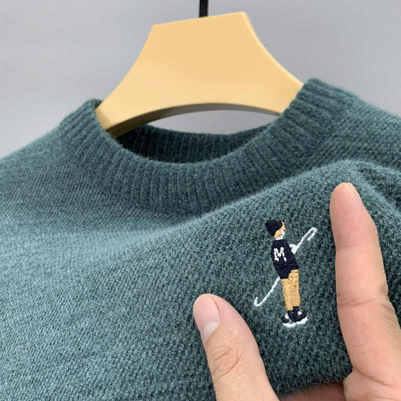 加绒圆领毛衣男2024秋冬季加厚针织衫韩版潮流男士内搭保暖打底衫,男装,针织衫/毛衣,淘宝优惠券,粉丝福利购,淘宝优惠卷