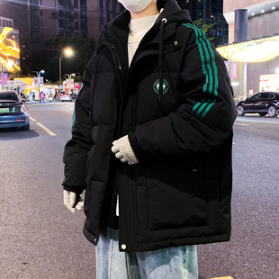 WASSUP三条杠连帽羽绒服男士冬季90白鸭绒保暖加厚秋冬装男款外套