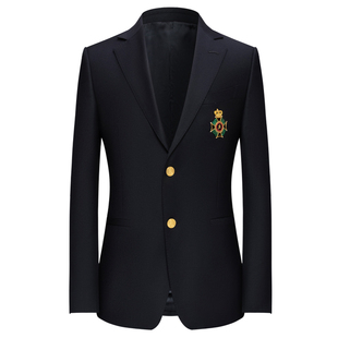 外套 手工徽章布雷泽西服意大利进口高档面料羊毛西装 本派男士 个性