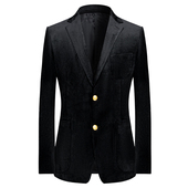 新款 男士 商务休闲西服外套秋季 宽条复古灯芯绒手工布雷泽西服外套