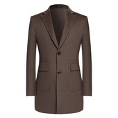 韩版 修身 羊毛羊绒男士 本派毛呢大衣男秋冬新款 中长款 商务呢子外套