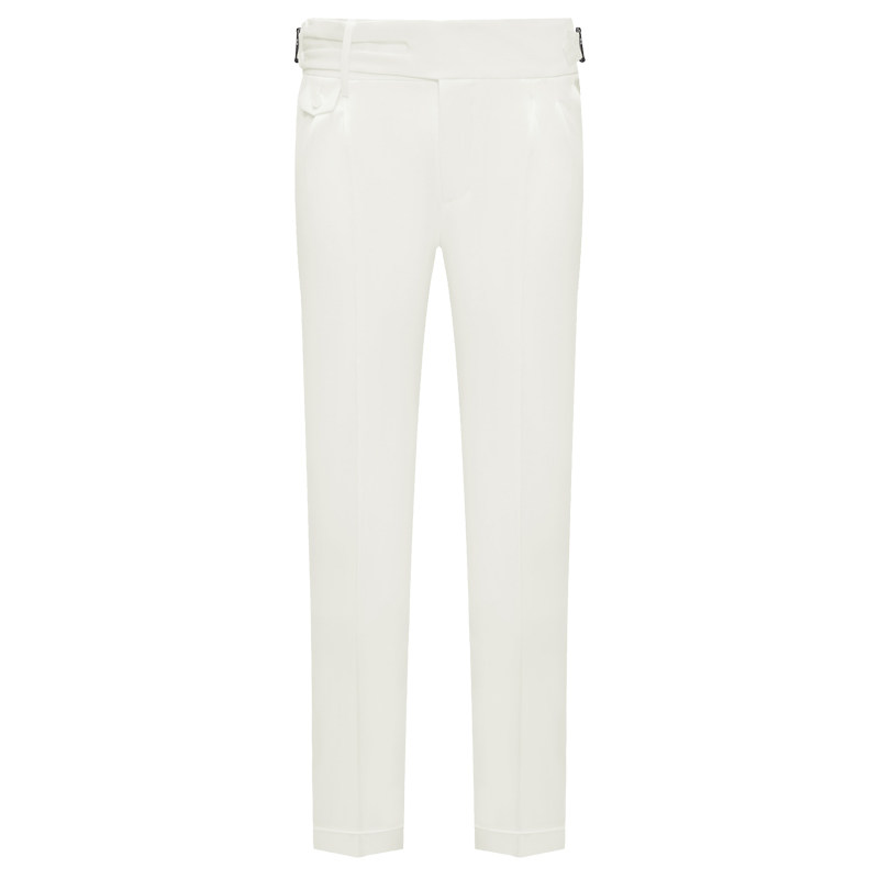 本派輕熟風修身白色羊毛那不勒斯西褲