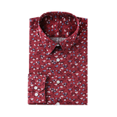 棉质红色印花碎花长袖 男士 修身 本派BENPAI 手工衬衫 可定制