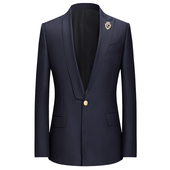 本派个性 ins痞帅羊毛单西外套潮男 不对称徽章西服2026年春秋新款