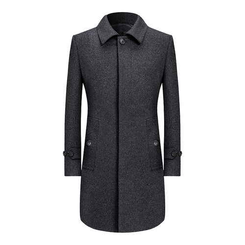 本派羊绒简约方领外套呢子大衣
