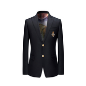 本派纯羊毛面料飞机师复古金线印度丝皇冠徽章手工修身 潮流西服男