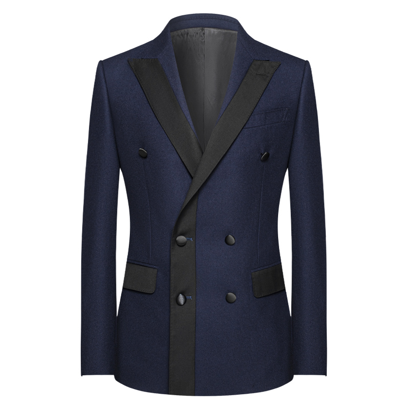 本派双排扣戗驳领羊毛西装外套男