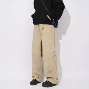 秋冬裤 裤 潮牌男女阔腿工装 子 POCKET日系宽松直筒灯芯绒休闲裤