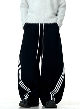 Z POCKET美式复古设计感三条杠卫裤运动裤子男女宽松百搭休闲长裤