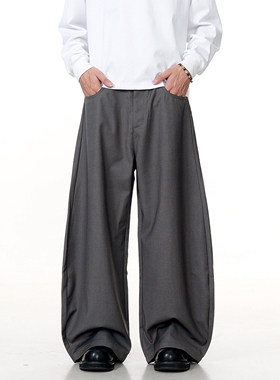 Z POCKET美式弯刀西裤男女老钱风简约个性潮显瘦垂感阔腿休闲裤子