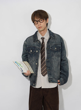 Z POCKET日系复古短款cleanfit牛仔夹克宽松外套潮牌男女上衣翻领