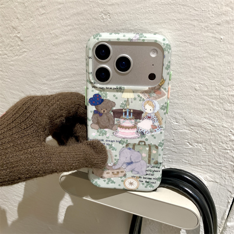 韩国ins小众高级感油画风大象玩偶洋娃娃蛋糕插画17promax