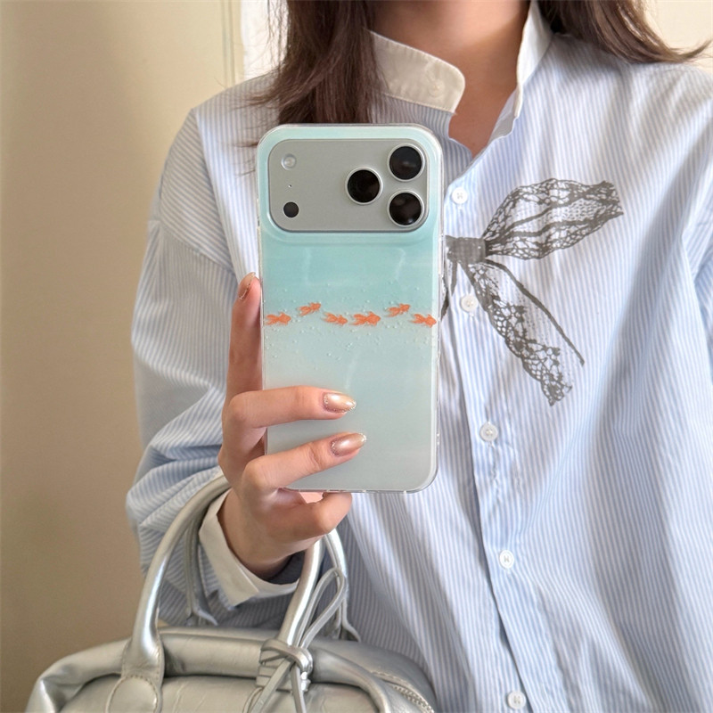 韩风ins小清新渐变晕染蓝色锦鲤金鱼17air适用iphone1
