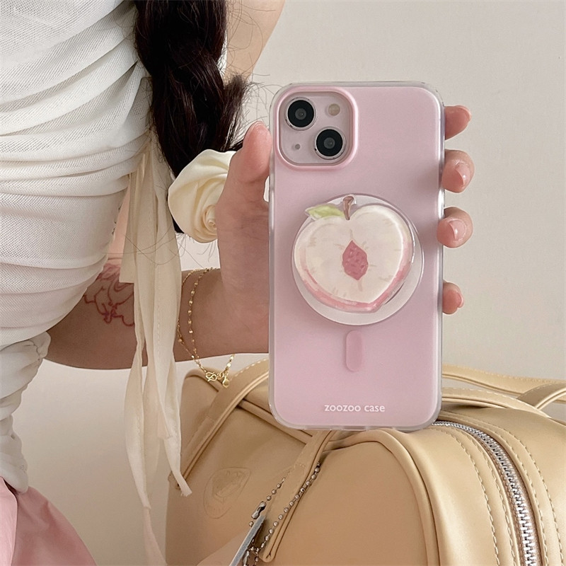 夏日ins小清新少女心甜美水蜜桃磁吸支架15promax适用iP