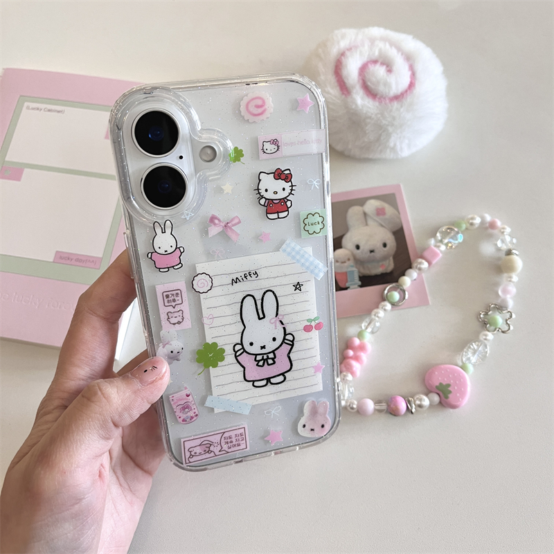 ins可爱小兔子猫咪双层手机壳