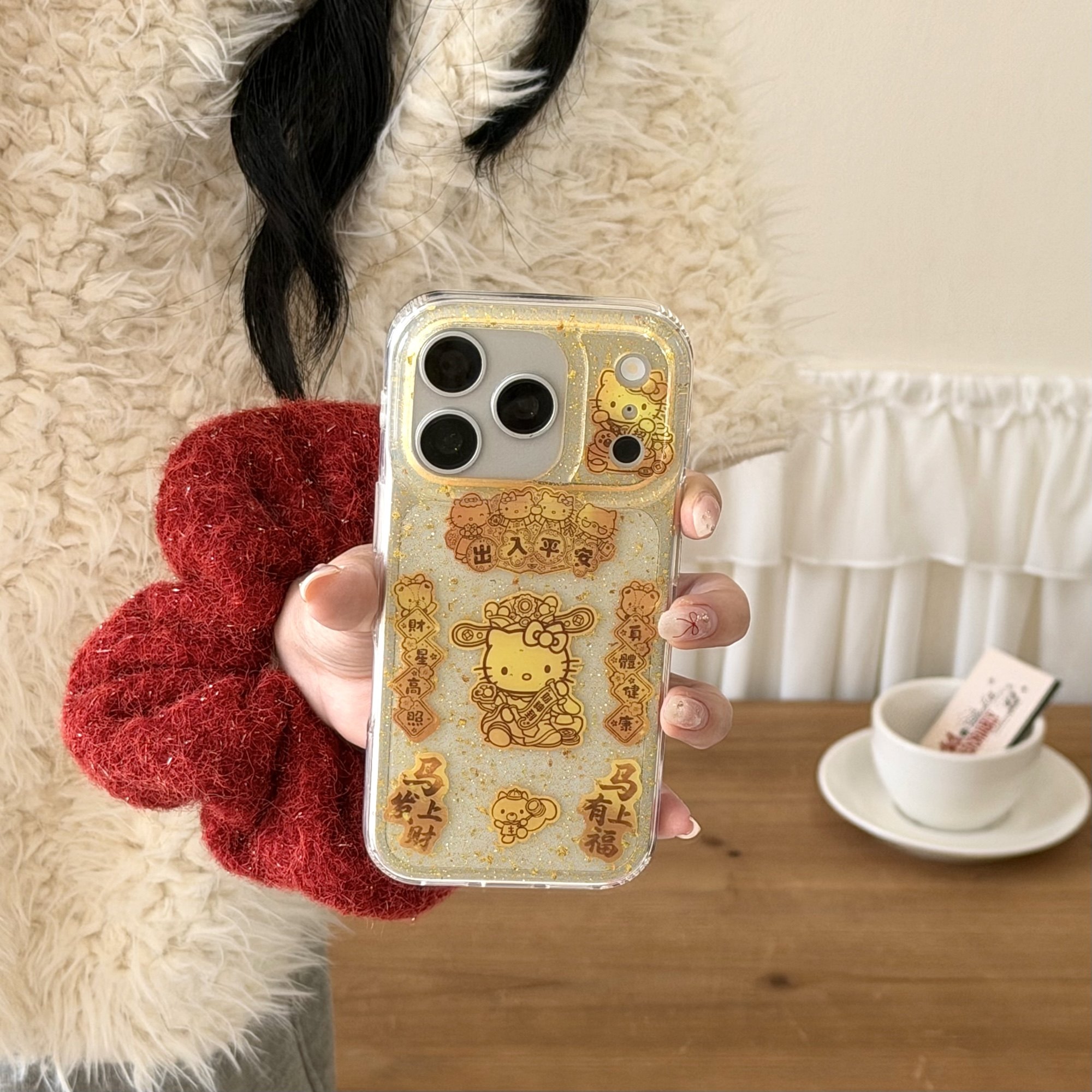 新年ins创意新年对联氛围感招财猫贴纸17promax适用iphone16pro双层金箔细闪15手机壳双层14苹果13硬壳少女心,3C数码配件,手机保护套/壳,淘宝优惠券,粉丝福利购,淘宝优惠卷