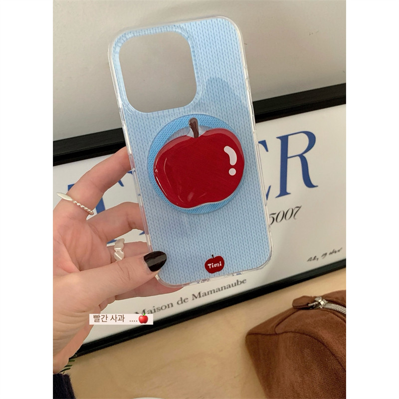秋冬ins小众少女氛围感红色苹果磁吸支架16promax适用iphone15苹果13pro蓝色毛衣双层14手机壳保护套防摔女款