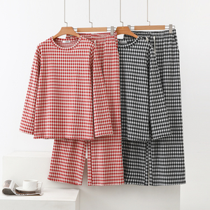 德绒格子睡衣保暖休闲家居服套装