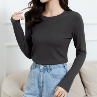 白色面膜T内搭打底衫 春秋薄款 体恤上衣 T恤女2025年新款 百搭长袖