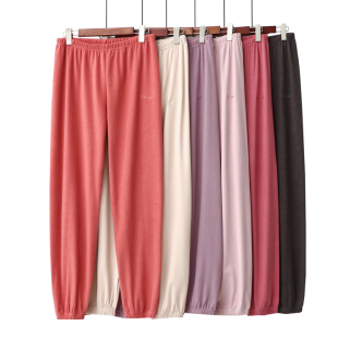 可外穿运动休闲收脚家居裤 秋冬德绒睡裤 保暖宅宅裤 宽松韩版 女大码