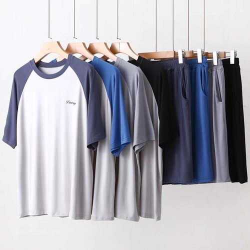 莫代尔睡衣男短袖短裤家居服套装