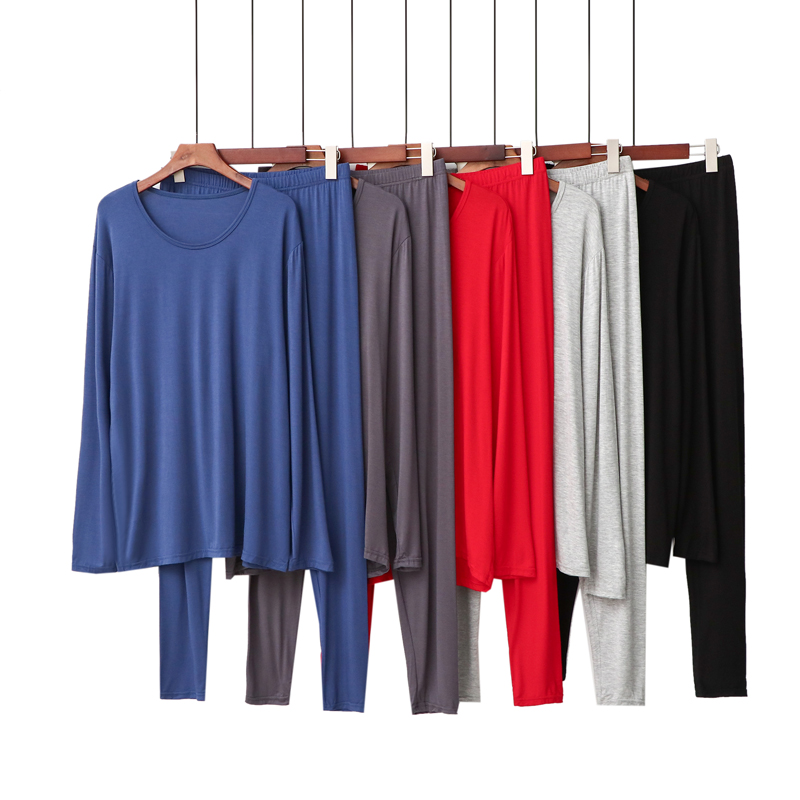 男士薄款莫代爾棉秋衣秋褲套裝