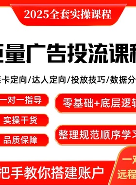 一对一辅导巨量引擎投放课程本地推实操课程巨量AD进阶版培训教程