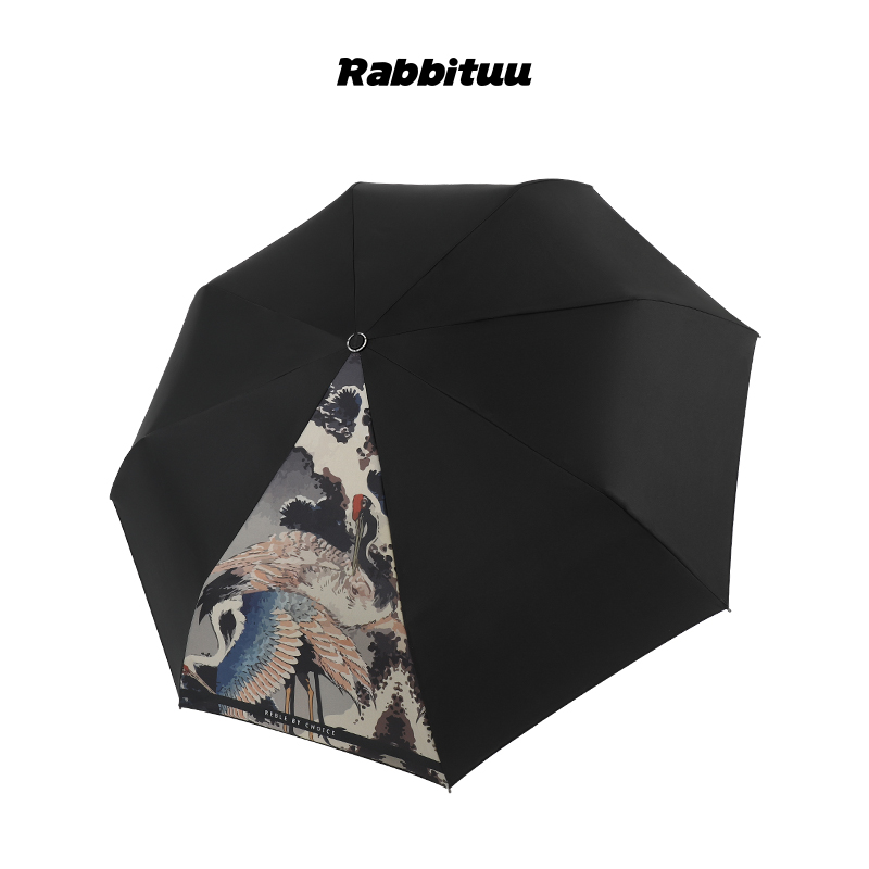 rabbituu全自动黑色复古风雨伞