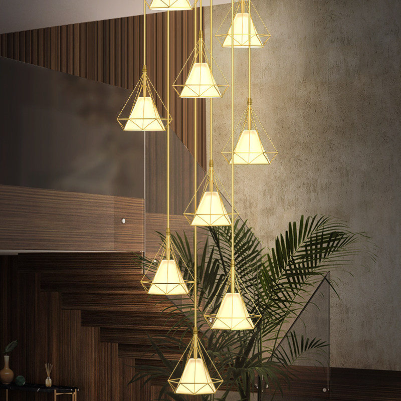 现代旋转简约复式楼客厅别墅公寓楼梯长吊灯网红爆款钻石楼梯吊灯,家装灯饰光源,LOFT/复式住宅/楼梯吊灯,淘宝优惠券,粉丝福利购,淘宝优惠卷