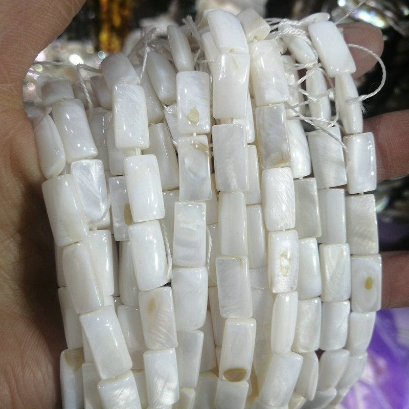 天然贝壳长方条 7*14mm通孔年糕珠手链项链发簪服饰配件手工材料