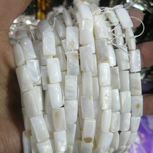 天然贝壳长方条 7*14mm通孔年糕珠手链项链发簪服饰配件手工材料