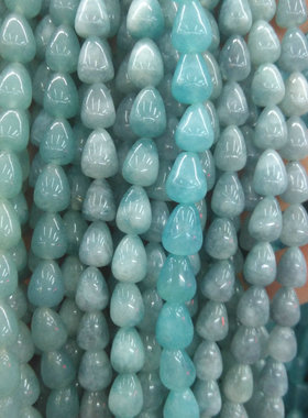 天然石蓝玉髓圆水滴散珠 6*9mm仿海蓝宝玉石珠子串珠材料diy饰品