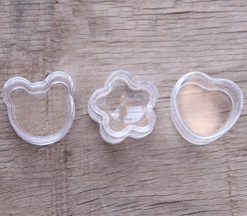 卡通塑料迷你小盒子 桃心熊头梅花透明单盒 装美甲小饰品物配件盒