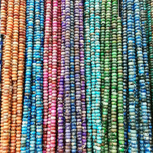 天然帝皇松石算珠隔片 5*8mm蓝绿黄花玫红散珠 diy手作饰品配件