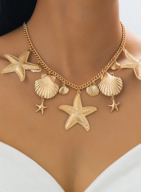 跨境新款海星海洋元素贝壳项链ins波西米亚风沙滩度假choker饰品