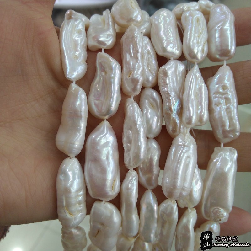 天然异形珍珠长条直孔珠 10*20mm左右不规则块diy手作饰品材料爆