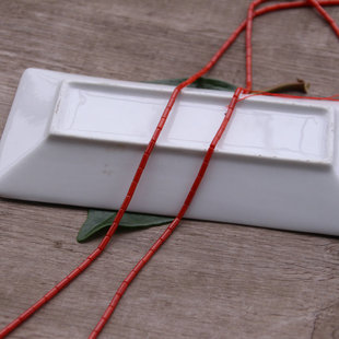 天然海竹管柱 2*6/3*7mm红色细圆管散珠流苏古风汉服项链diy手作