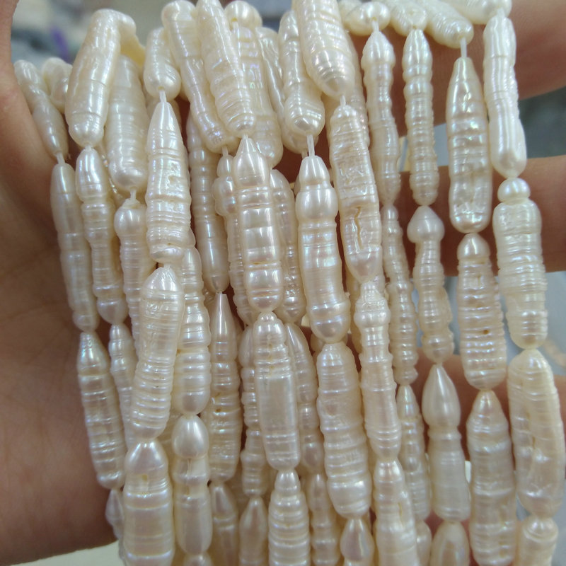 天然异形珍珠螺纹长管珠 不规则直孔珠 串珠饰品配件diy手作材料