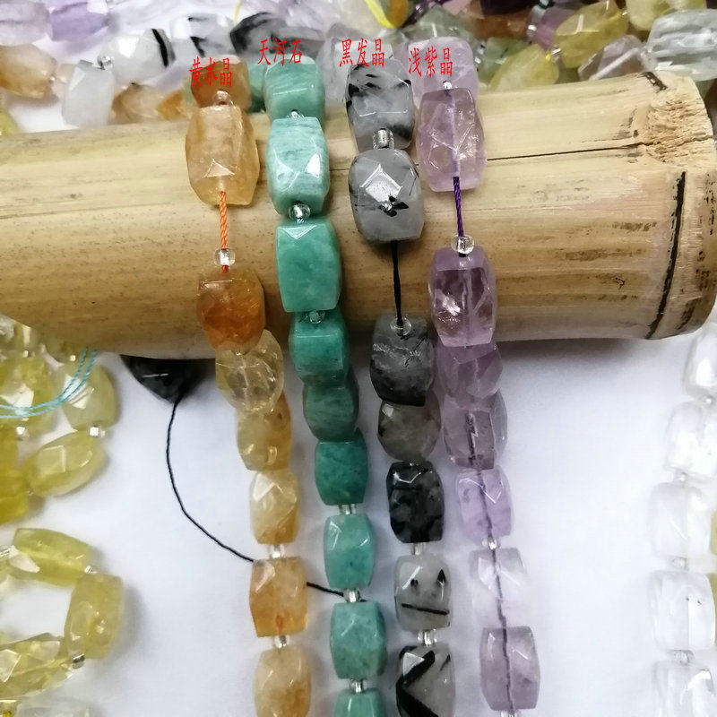 NATURAL CRYSTAL CUT BARREL BEADS 10*15MM FOUR CORNERS LOOSE BEADS PURPLE YELLOW WHITE BLUE GREEN GRAY HANDMADE JEWELRY DIY ACCESSORIES