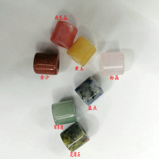 天然石圆管珠 9*9mm绿黄玉粉晶花绿金沙蓝点白玛瑙西瓜晶手作配件