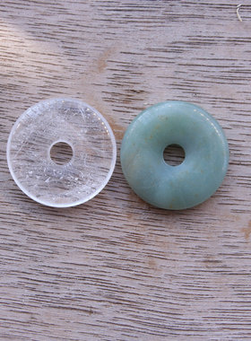 天然白水晶亚马逊平安扣吊坠 20/30/40白色绿色圆环项链发簪配件