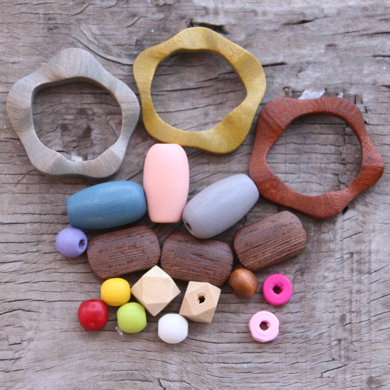 diy木头切面耳饰发簪手作风桶珠