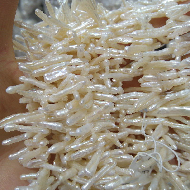 天然异形珍珠苗 不规则细长条横边孔中孔耳饰发饰diy手作饰品材料