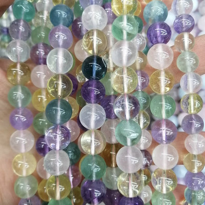 天然五行水晶圆珠 6/8/10mm混彩进口散珠手链项链饰品diy手工配件