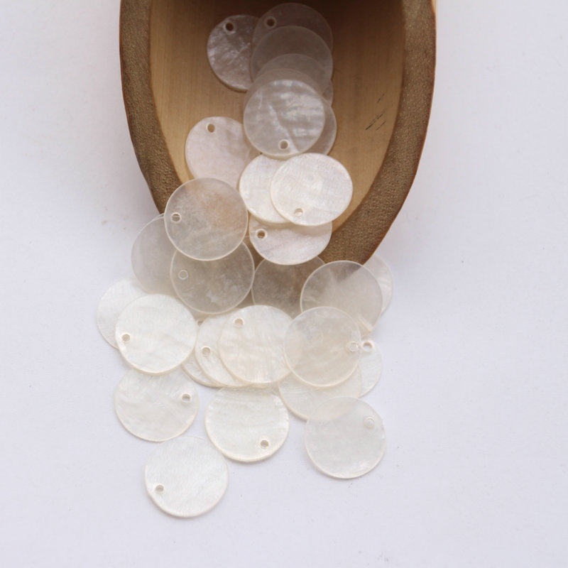 天然薄贝壳圆片吊坠15mm品质好镜贝单吊小圆耳饰手链手工饰品配件