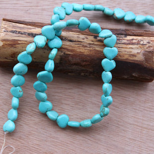 天然蓝松石桃心散珠 林美矿松石心形穿孔珠子手链项链diy手作配件