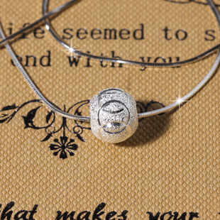 S990纯银珠4-8mm喷砂转运珠五环磨砂圆珠项链坠手绳转运珠DIY配件