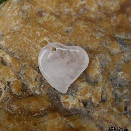 21mm天然粉晶桃心/爱心有孔坠子项链手链配件diy饰品材料鼓面吊坠