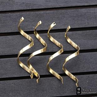 璀灿 纯铜弯条形diy耳环饰品配件材料 56mm原铜扭弯棒单孔坠子